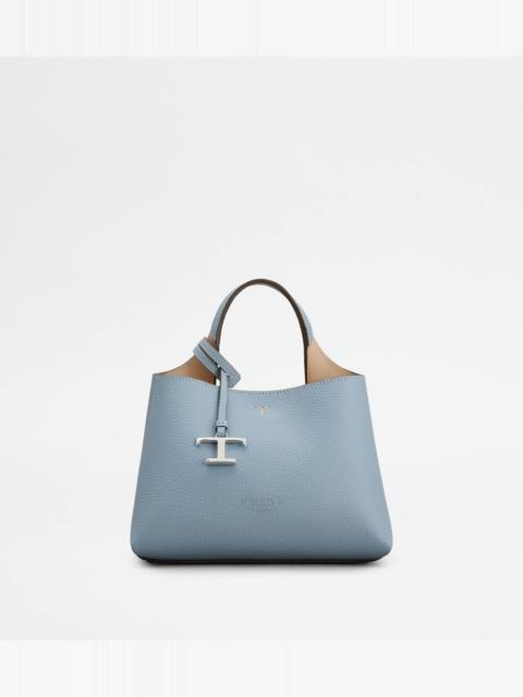BAG IN LEATHER MICRO - LIGHT BLUE, BEIGE