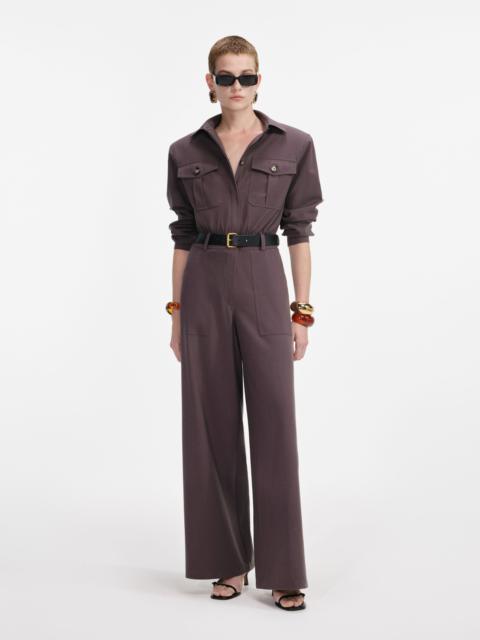 Brown Twill Jumpsuit