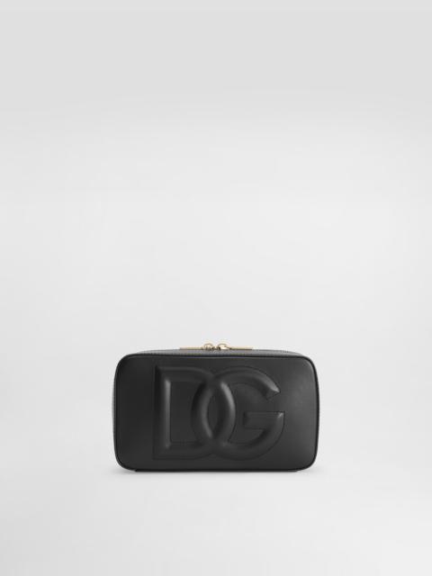 Small calfskin camera bag with logo