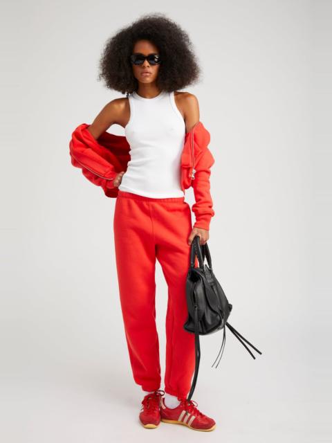 RED COTTON MINI LOGO SWEATPANTS