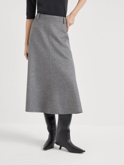 Virgin wool double cloth flute skirt