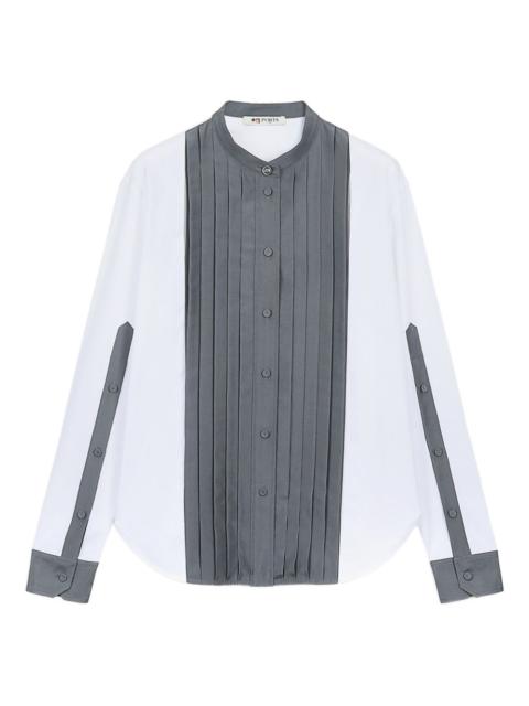 pleated-panel cotton shirt