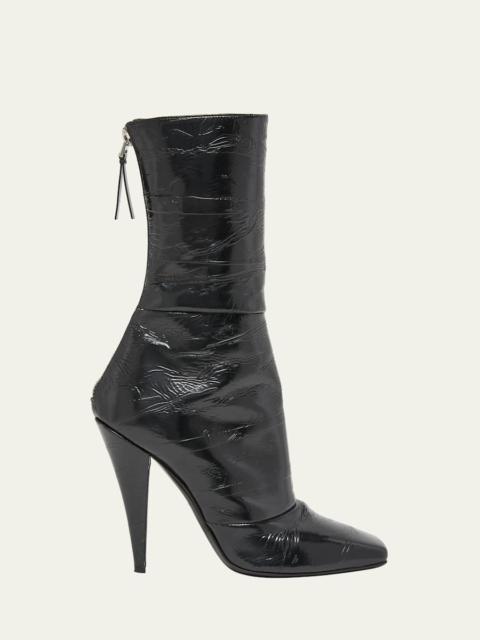Crinkle Leather Ankle Boots