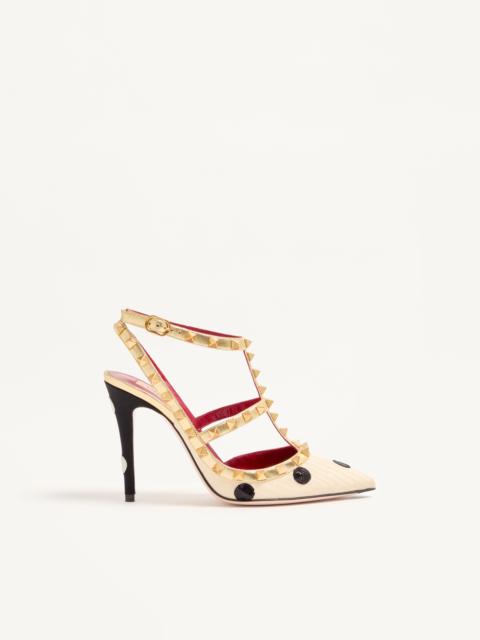 ROCKSTUD PUMP WITH PLUS DE POIS EMBROIDERY 100MM