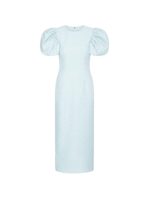 puff-sleeve midi dress