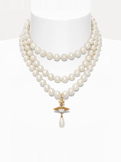 THREE ROW PEARL DROP CHOKER