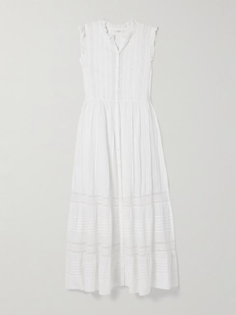 Helaine Crocheted And Pintucked Cotton-voile Midi Dress