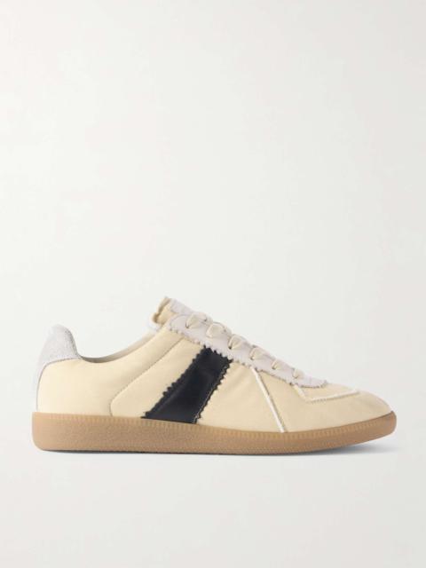 Replica Leather and Suede-Trimmed Twill Sneakers