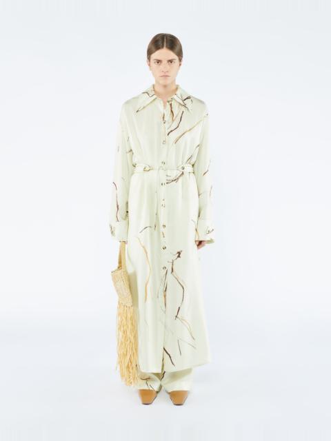 ELUNA - Printed twill silk shirt dress - Line drawing