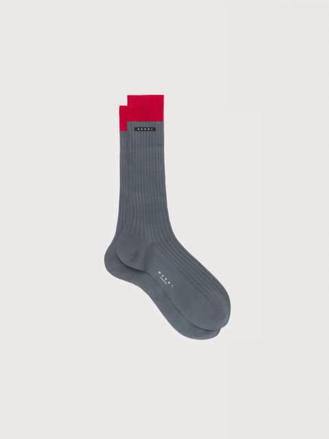 GRAY COTTON SOCKS WITH CONTRAST CUFFS