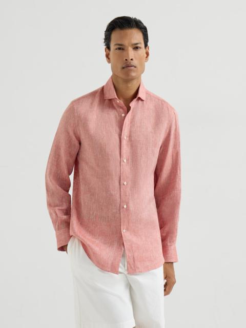 Linen easy fit shirt with spread collar
