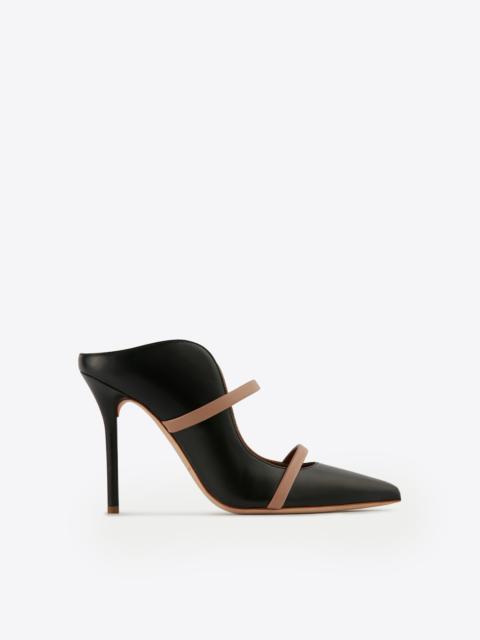 Maureen 100 Black & Blush Leather Mules