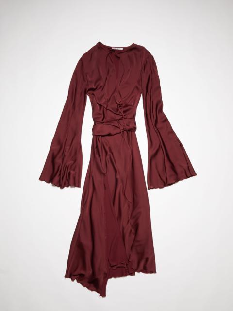 Satin long sleeve dress - Wine red