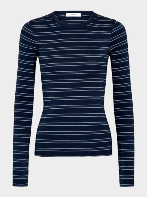 Striped Long-Sleeve Crewneck Tee