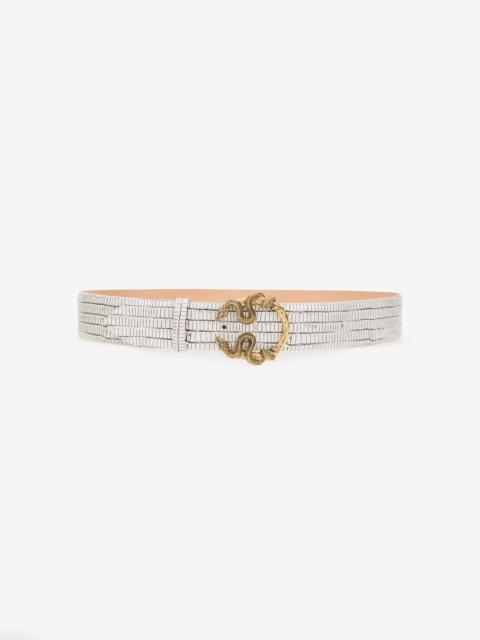 White Leather Belt With Snake Buckle