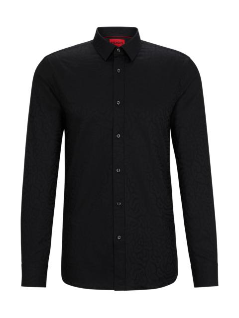 EXTRA-SLIM-FIT SHIRT IN ANIMAL-PATTERN COTTON JACQUARD