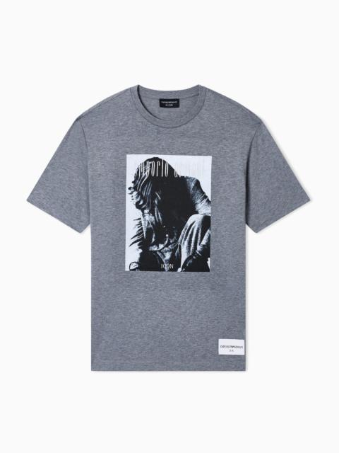 ICON JERSEY T-SHIRT WITH PHOTOGRAPHIC PRINT AND EMBROIDERY