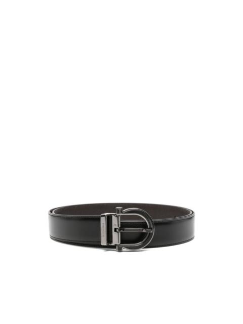 Gancio-buckle leather belt