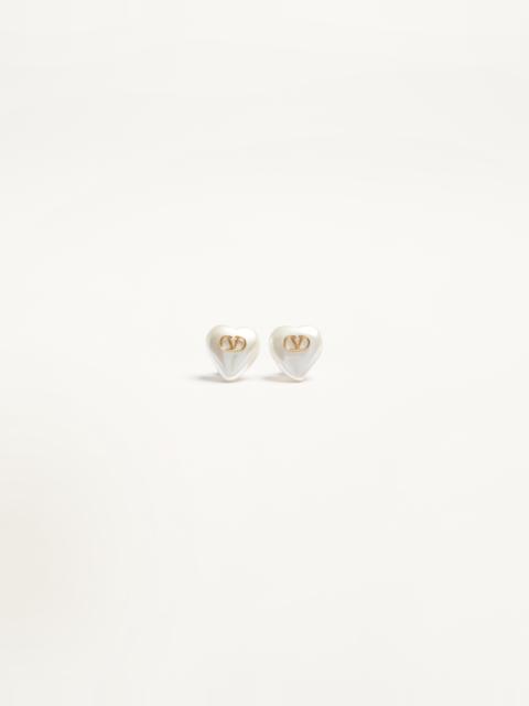 VLOGO SIGNATURE METAL AND PEARL EARRINGS
