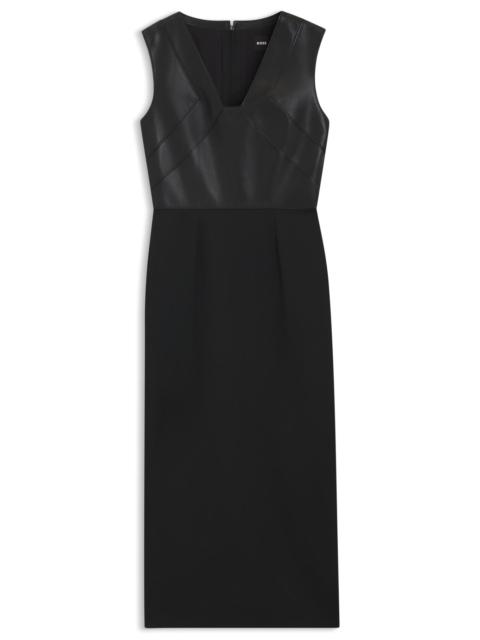 VIRGIN-WOOL DRESS WITH LEATHER BODICE