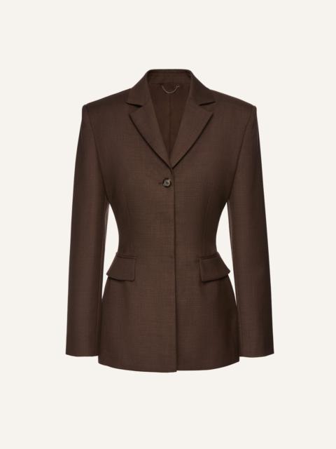 Wool hourglass blazer in brown