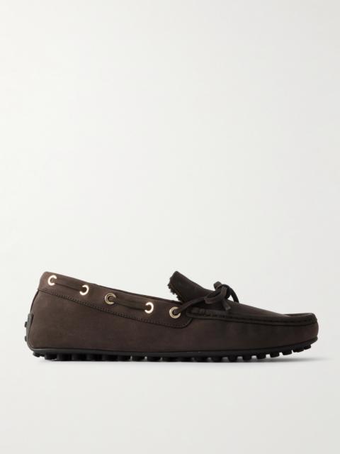 Shearling-lined Suede Boat Shoes