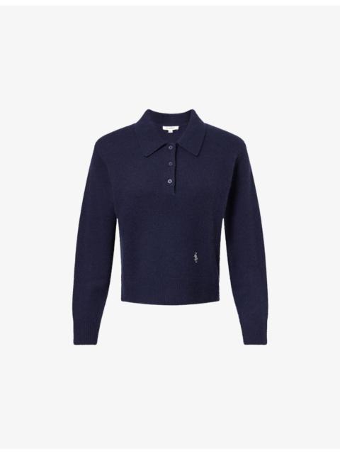 Embroidered-Logo Cashmere-And-Wool Polo Jumper