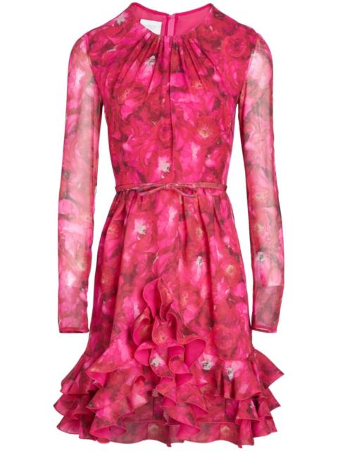 Rose Mania-print silk-georgette dress