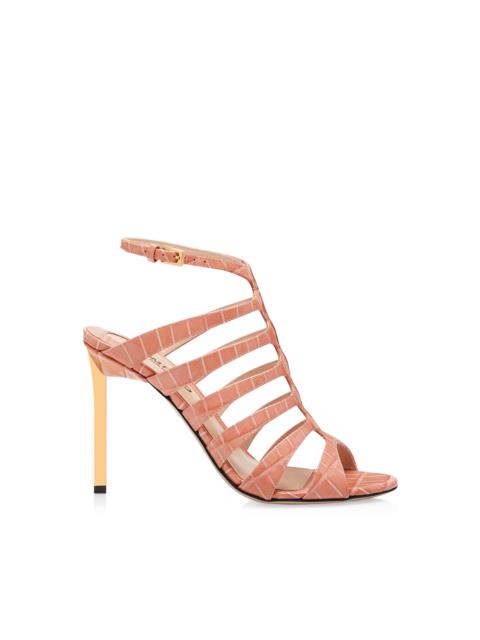 STAMPED CROCODILE LEATHER CARINE SANDAL