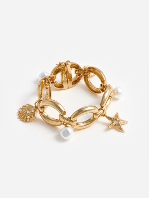 Gold Pearl Shell Charm Bracelet
