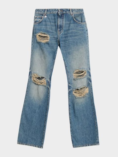 Slash Distressed Bootcut-Leg Jeans
