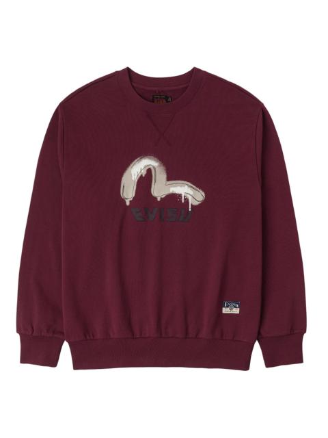 Graffiti Seagull Print and Sashiko Relax Fit Sweatshirt