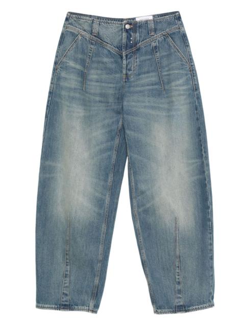 whiskering-effect jeans