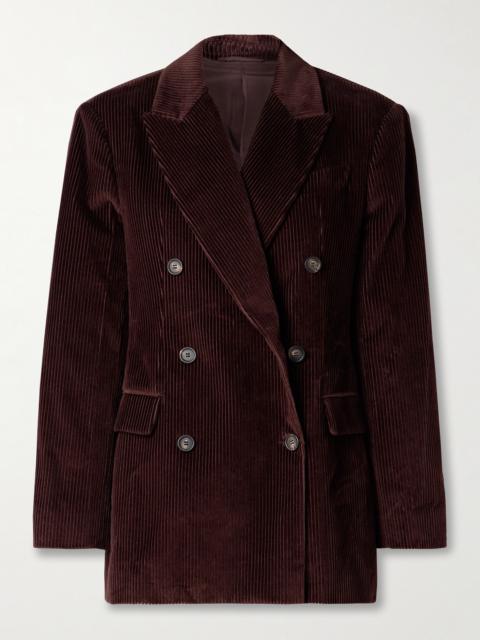 Oversized Double-breasted Cotton-corduroy Blazer