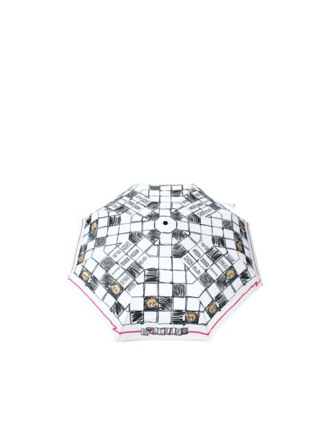 checkerboard-print umbrella