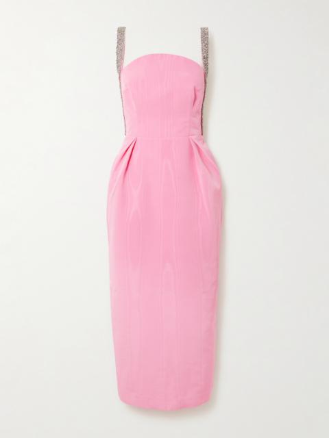 Amaro Crystal-embellished Pleated Taffeta Midi Dress