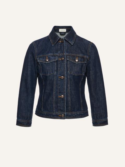 Fitted denim jacket in navy blue
