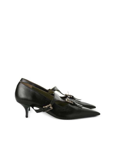 Crow buckle-strap pumps