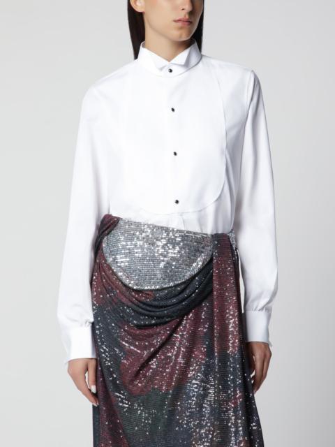 Long-sleeve cotton poplin shirt in white