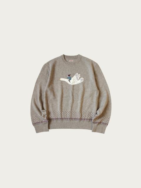 12G Wool Crew Neck Sweater (FLY GOOSE) - Beige