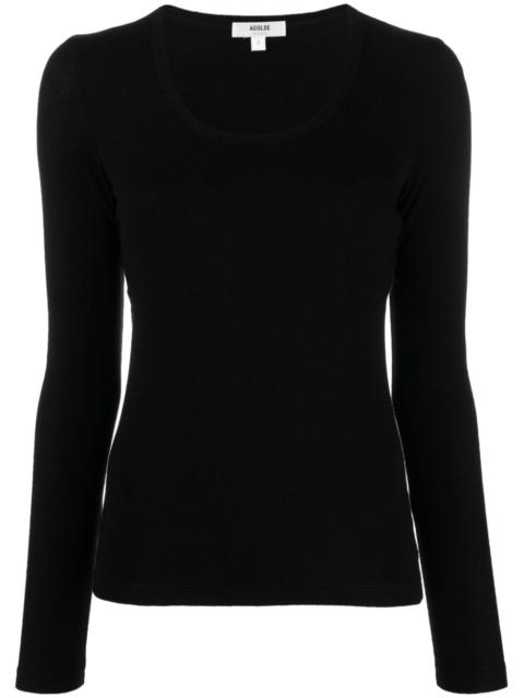 scoop-neck lyocell-blend jumper