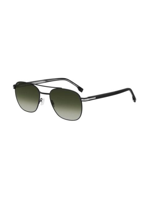 DOUBLE-BRIDGE SUNGLASSES IN BLACK STEEL