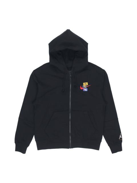 Men's Air Jordan Woven Label Logo Sports Hooded Jacket Autumn Black DH7727-010