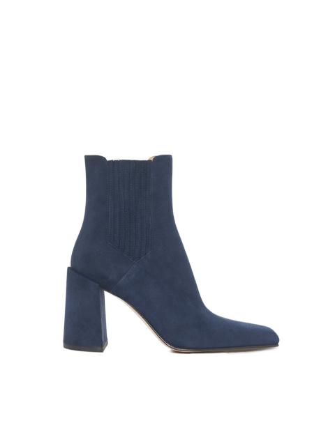 Luke High Heel Ankle Boot in Navy Suede
