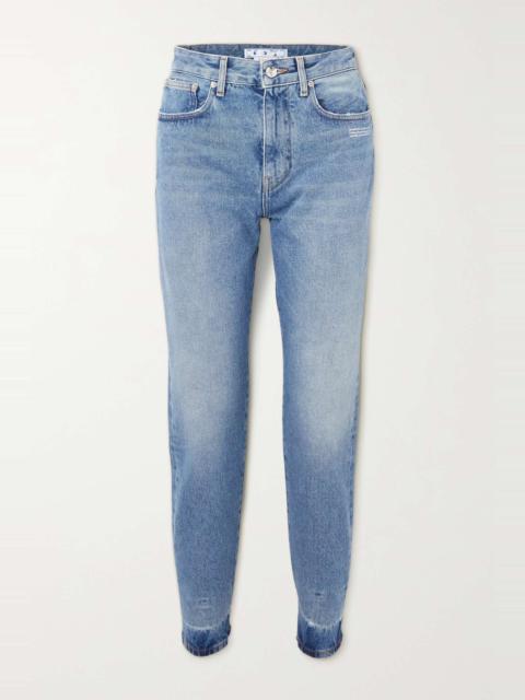 Corporate distressed high-rise slim-leg jeans
