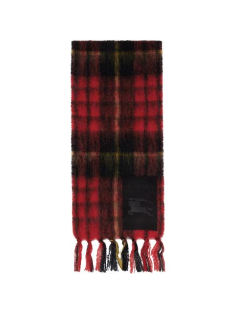 Red Check Mohair Wool Scarf