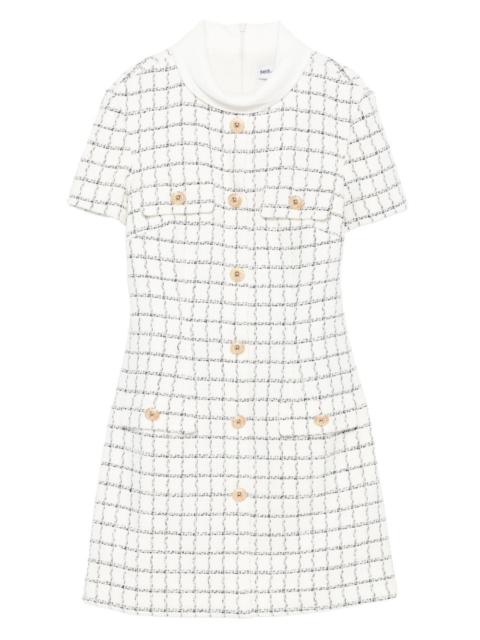 checked button-detailed mini dress