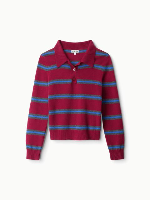 STAUD GEMMA CASHMERE SWEATER CRIMSON STRIPE
