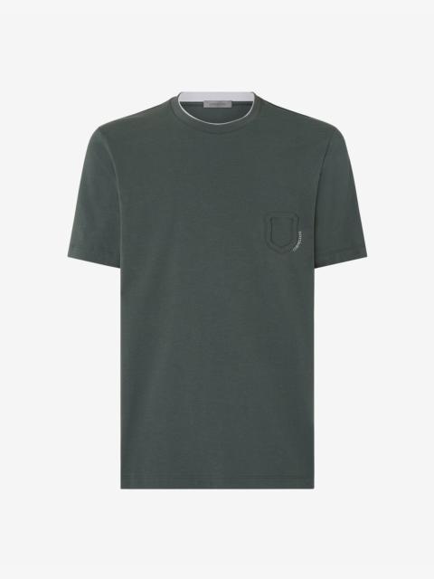 Green crew neck stretch jersey t-shirt