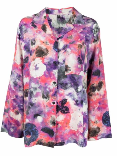 floral-print silk shirt